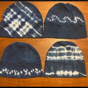 Bundle of Four Indigo Dyed Cotton Beanies